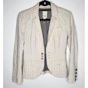 Diesel Blazer Jacket Womens Small Striped Cotton Stretch Fitted Lightweight